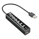 hub usb 2.0 ngs ihub7 tiny, 7 porturi, alimentator, negru, NGS