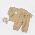 Set bluza si pantaloni, Winter muselin, 100% bumbac - Apricot, BabyCosy (Marime: 3-6 Luni), BabyCosy