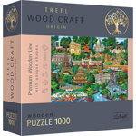 Puzzle din lemn Trefl - Obiective turistice din Franta, 1000 piese