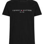 Tricou de bumbac organic cu logo brodat, Tommy Hilfiger