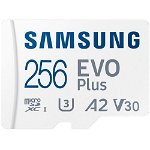 Card memorie Samsung microSDXC EVO Plus 256GB, Class 10, UHS-I U3, V30, A2 + Adaptor SD