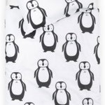 Lenjerie pat copii Jollein Pinguini 012-844-65146, 140 x 200 cm (Alb/Negru)