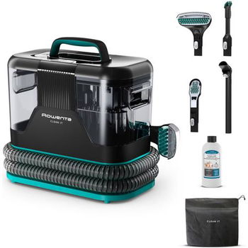 Aspirator cu spalare Rowenta Clean IT IN5020F0, 750W, putere aspirare 13.5kpa, rezervor apa & detergent 2.3L, rezervor apa murdara 1.5L, perii 8/15 cm, accesoriu spatii inguste & incaltaminte, auto clean, detergent 250ml inclus, husa (Negru), Rowenta