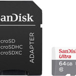 Card memorie SanDisk Micro SDXC Ultra 64GB UHS-I Clasa 10 + SD Adaptor