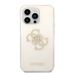 Husa telefon Guess pentru iPhone 14 Pro, Big 4G Full Glitter, Plastic, Auriu