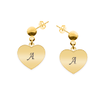 Lolita - Cercei personalizati inimioara cu tija din argint 925 placat cu aur galben 24K, BijuBOX