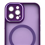 Husa tip MagSafe, Camera Protection Matte Silicon pentru iPhone 13 Mov Inchis
