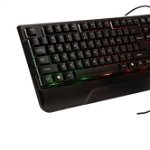 KIT Gaming Tastatura si Mouse Spacer SPGK-INVICTUS cu fir, USB, tastatura RGB rainbow + mouse optic 7 culori, black, SPACER