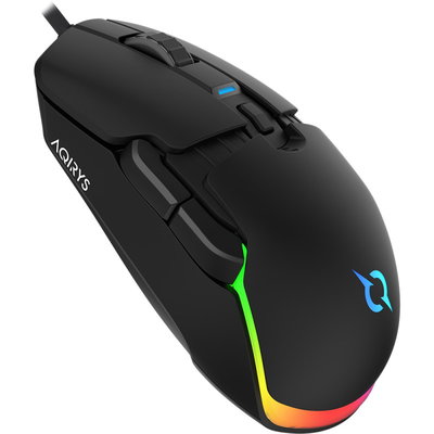 Mouse Gaming cu Fir LYNX, AQIRYS, PixArt 3333, 16000 DPI, 4000 Hz, RGB, Design Modular, 6 Butoane, 68 g, Negru
