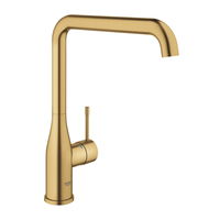 Baterie de bucatarie Grohe Essence 30269GN0, 3/8, monocomanda, pipa inalta, tip L, cartus ceramic, pivotanta, limitator, Auriu, Grohe