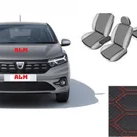 Huse ALM - piele eco Dacia Logan 2021+ cu bancheta fractionata Negru+Rosu, ALM