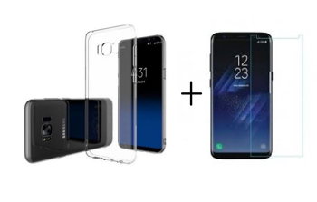 Pachet husa Elegance Luxury slim transparenta pentru Samsung Galaxy S8 cu folie de protectie gratis, MyStyle
