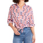 Imbracaminte Femei NICZOE Petite Geo Dots Boyfriend Shirt Pink Multi, NIC+ZOE