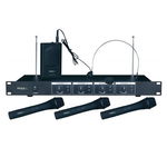 Set 4 microfoane wireless Ibiza VHF4, 3 de mana si 1 casca, Ibiza