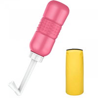 Bideu Portabil pentru Igiena Intima, Ordre, pentru Postpartum  Postoperator, 450 mL, cu Capac si Husa Galbena, 29.5x7 cm, Culoare Recipient Roz