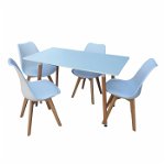 Set masa cu 4 scaune HB01, dreptunghiulara, 4 persoane, alb, 120x70x74 cm, Marcel Prod