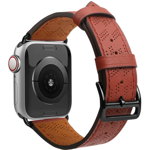 Hurtel Strap Leather skórzany pasek Apple Watch Ultra, SE, 8, 7, 6, 5, 4, 3, 2, 1 (49, 45, 44, 42 mm) opaska bransoleta czerwony, Hurtel