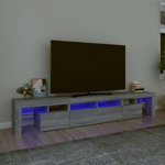 Comoda TV cu lumini LED vidaXL, stejar maro, 230x36,5x40 cm, 43.8 kg