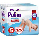 Scutece-chilotel Pufies Pants Sensitive Junior, Marimea 5, 12-17 kg, 126 buc, Pufies