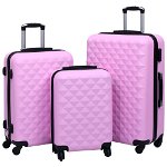 vidaXL Set de valize cu carcasă rigidă, 3 piese, roz, ABS, vidaXL
