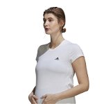 adidas Performance, Tricou cu decolteu la baza gatului pentru gravide si fitness, Alb, S