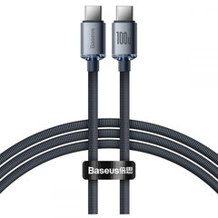 BASEUS Cablu Incarcare Baseus, Crystal Shine Series CAJY000601, USB Type-C la USB Type-C, 1.2m, 100W, Negru, BASEUS