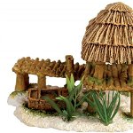 Decor pentru acvariu, Bamboo cottage, Zolux, 11x7.5x9.5 cm, Maro/Verde, Zolux