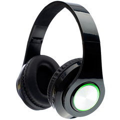 Casti Spacer wireless SPBH-CRYSTAL-RGB utilizare multimedia microfon pe casca conectare prin Bluetooth 5.0 iluminare RGB pliabile banda ajustabila Negru