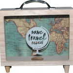 Pusculita din Lemn,Save Travel Repeat, 21 x 7 x 22 cm, 