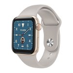 Ceas Smartwatch Techstar® W58Pro Auriu, 1.3 inch IPS, Monitorizare Temperatura, Puls, Tensiune, Sedentarism, Bluetooth, IP65