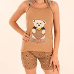 Pijama pentru dama maro Teddy- cod 46306