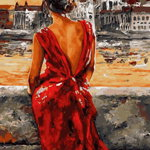 Set pictura pe numere - Red Dress, Acuarello