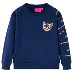 Bluzon pentru copii cu pisică din paiete, bleumarin, 104, vidaXL