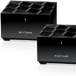 Router Wi-Fi Netgear Nighthawk MK62, sistem mesh, router si satelit, 4K UHD, dual-band, tehnologie Wi-Fi 6, negru