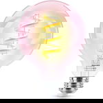 Bec LED RGB inteligent Filament Globe G95, Wi-Fi, E27, 6.3W (40W), 470 lm, lumina alba si color (2200-6500K), Philips