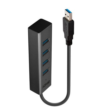 Hub USB Lindy LY-43324, 4 Port, USB 3.0, negru, LINDY