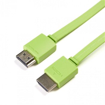 Cablu video Serioux HDMI Male - HDMI Male, v1.4, 1.5m, plat, verde