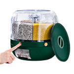 Dispenser Cereale Rotativ Koken - Organizator și Dozator cu 6 compartimente x 0,5kg, Verde, 27 x 27 x 24cm, Koken