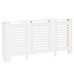 HOMCOM Masca Calorifer Reglabila din MDF si Lemn Alb 140-202x19x82.5 cm Design Modern pentru Acoperire Radiator | Aosom Romania, HOMCOM