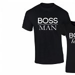 Set de tricouri negre "Boss Man/Lady", Zoom Fashion