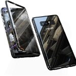 Husa Samsung Galaxy Note 8 Magnetica 360 grade Black Perfect Fit cu spate de sticla securizata premium + folie de sticla pentru ecran 01hmNote8360