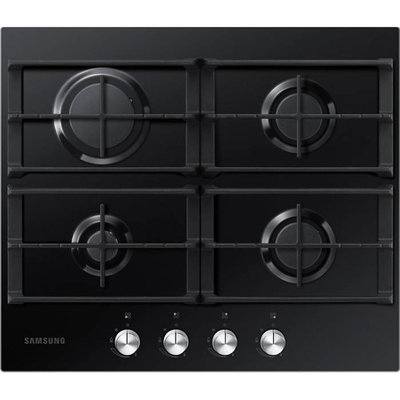 Plita incorporabila Samsung NA64H3000AK/L1, Gaz, 4 arzatoare, Gratare de fonta, Sticla neagra,  Oprire de siguranta