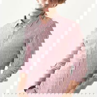 AC&Co, Camasa slim fit cu dungi, Alb/Bej