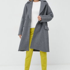 Emporio Armani palton de lana culoarea gri, de tranzitie, cu doua randuri de nasturi, Emporio Armani