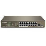 TEF1118P-16-150W Fast Ethernet (10/100) Power over Ethernet (PoE) 1U Black, IP-COM