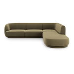 Coltar dreapta 6 locuri, Miley, Micadoni Home, BL, forma rotunjita, 258x248x74 cm, catifea, verde, Micadoni Home