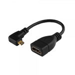 Cablu adaptor la 90 de grade micro HDMI tata la HDMI mama negru, krasscom