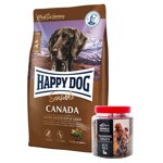 HAPPY DOG Supreme Canada hrana uscata caini adulti cu cerinte energetice mari 12.5 kg + Recompense cu carne de iepure si ceai verde 300 g