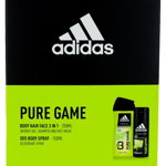 Adidas caseta barbati:Gel de dus+Spray deodorant 250+150ml Pure Game