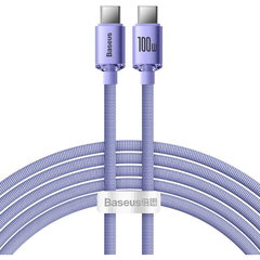 Cablu Date si Incarcare USB-C - USB-C Baseus Crystal Shine Series, 100W, 2m, Mov CAJY000705, Baseus